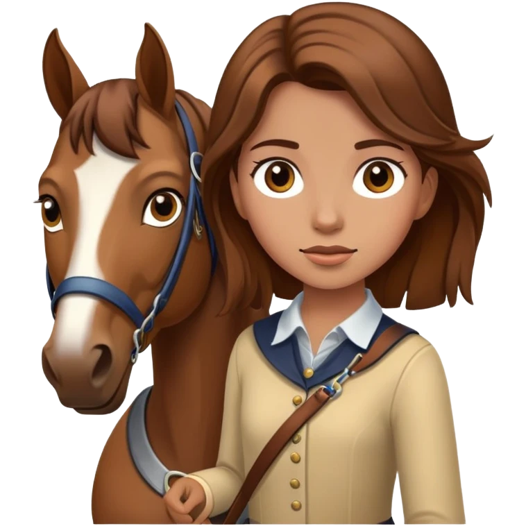 girl with brown hair leading a horse emoji