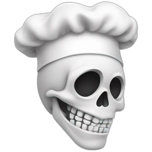 skull with chef hat making kissy face with heart and ok sign emoji