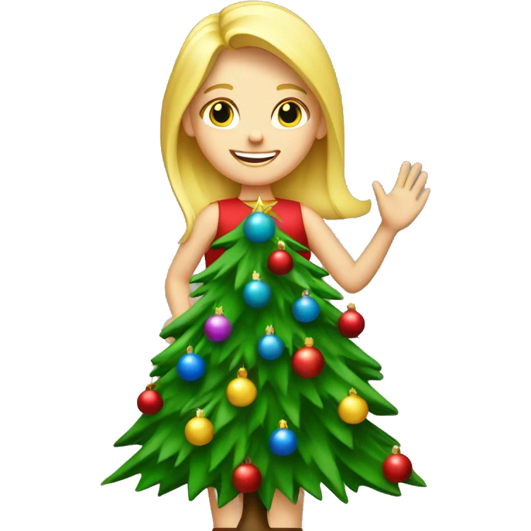 Blond Girl decorating Christmas tree emoji