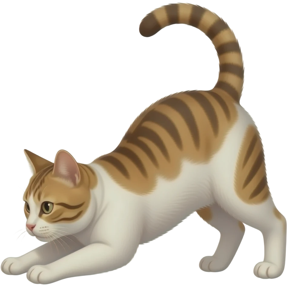 cat stretching and back arched low down emoji