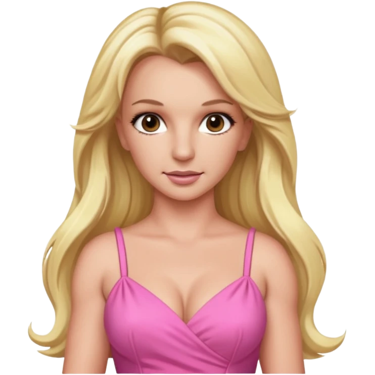Britney Spears long blonde hair, pink dress emoji