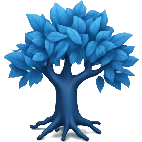 blue tree with leaves emoji