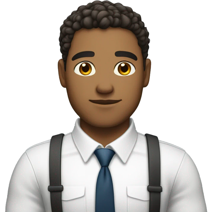 a mid muscular lightskin guy wearing a white shirt with a tie and crossing his arms emoji