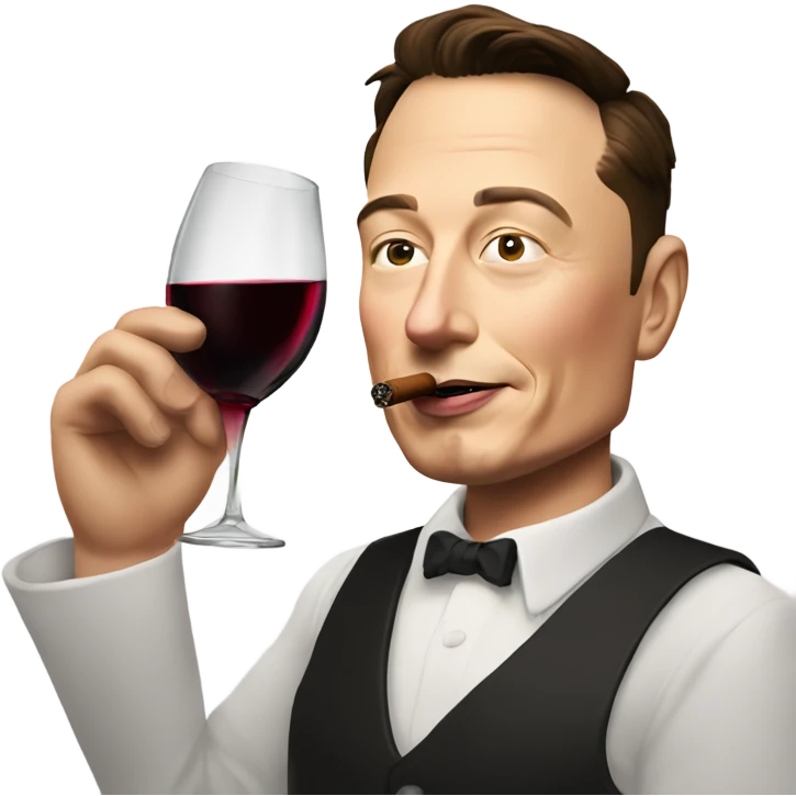 Elon musk with cigar and wine emoji