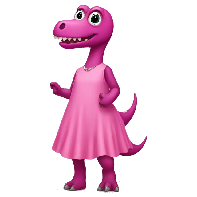 Pink dinosaur in a dress emoji