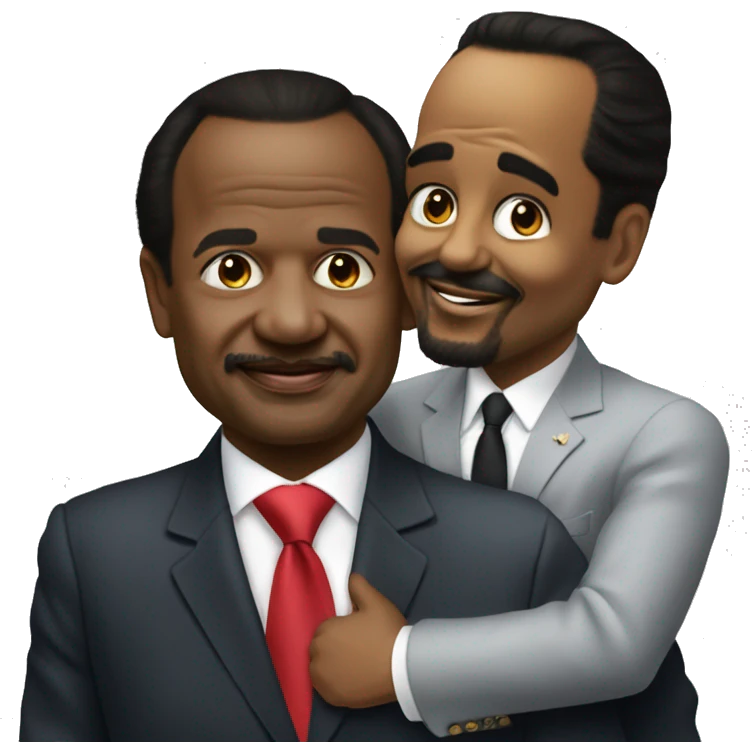 Paul Biya qui fait bisous à un chat emoji