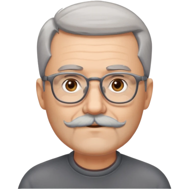 54 year old man, short shaved grey hair, full beard, glasses emoji