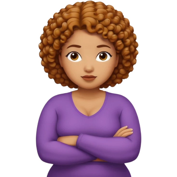 Curvy caramel skin woman with short curly natural hair arms Folded emoji