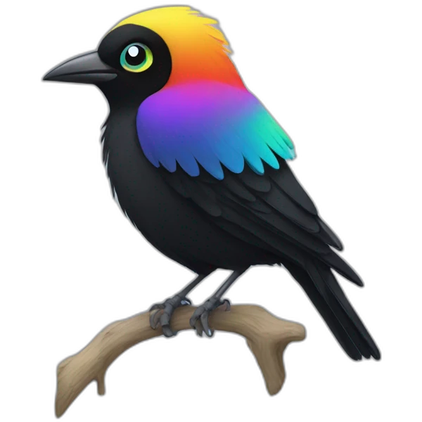 Magpie with rainbow eyes emoji