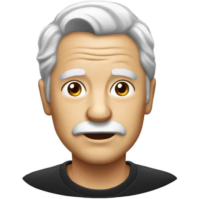 old man in black shirt with hair emoji