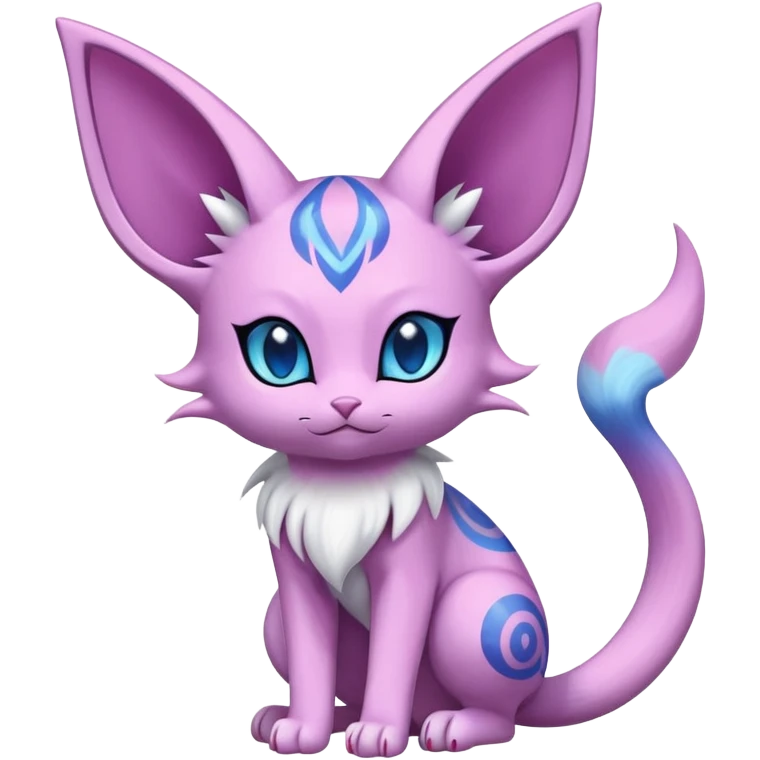Shiny Exotic Cute Adorable Majestic Espeon-Purrloin-Mew-Meowstic-Hybrid-Creature with pattern-markings emoji