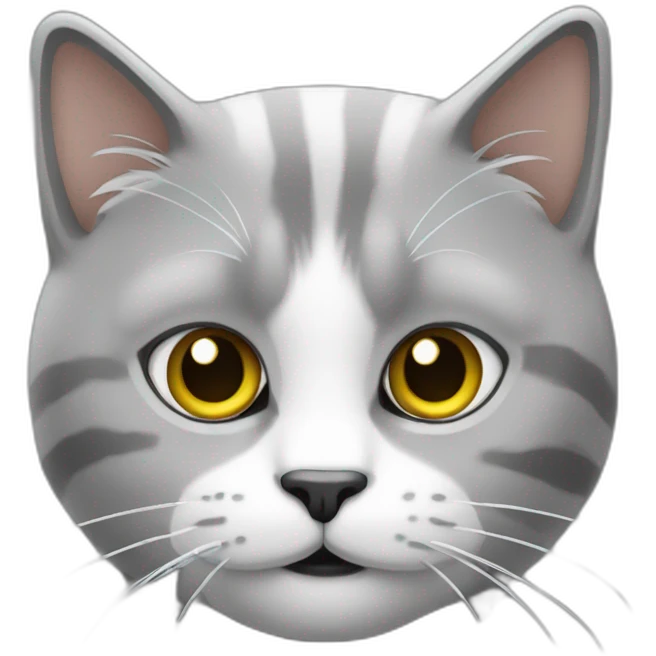 Chat gris et blanc débile emoji