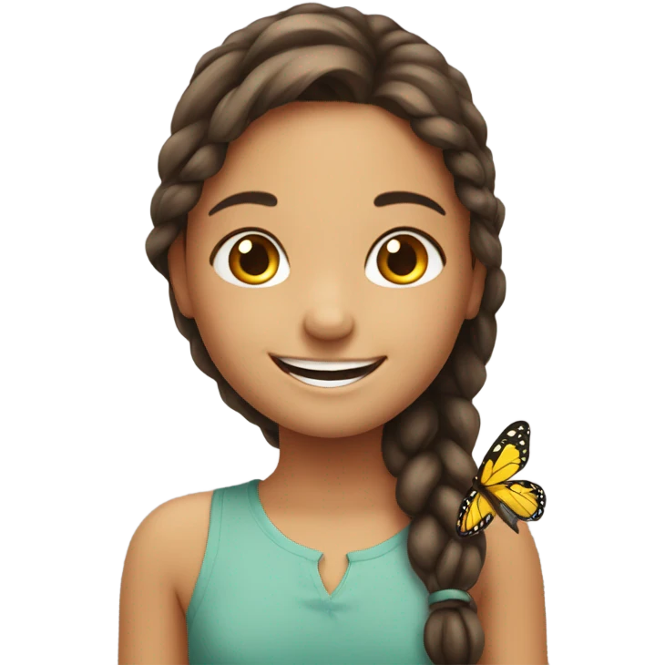 smiling girl with butterfly emoji