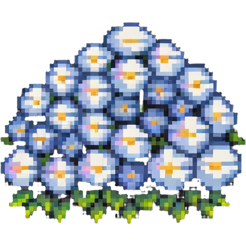 Pixel art cloud made of tiny flower pixels emoji