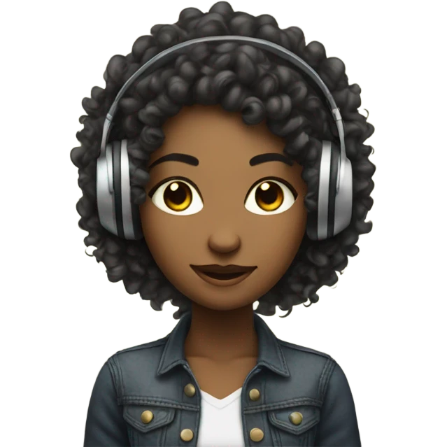 Mixed curly hair girl djing emoji