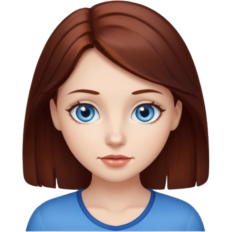 pretty girl with dark reddish brown hair and blue eyes  emoji