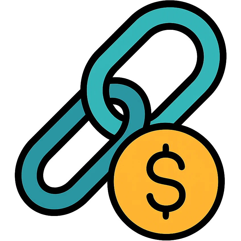 money link icon, clear and recognizable, suitable for digital use, color outline style emoji