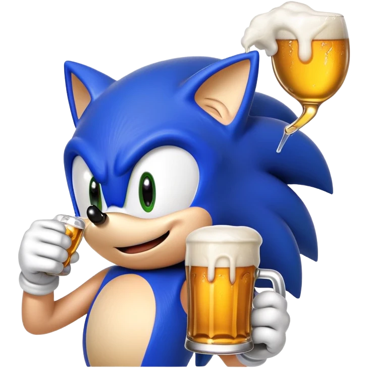 Sonic the hedgehog drinking a beer emoji