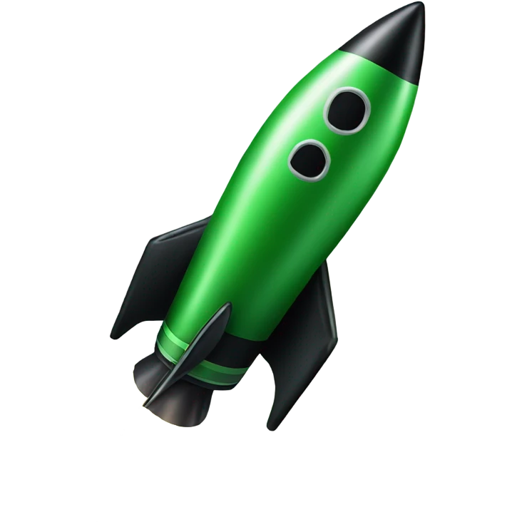 green and black rocket ship emoji