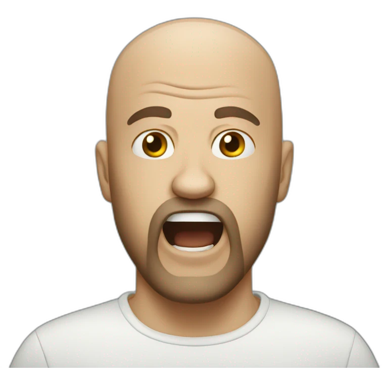 bald man with a beard screams in fear emoji