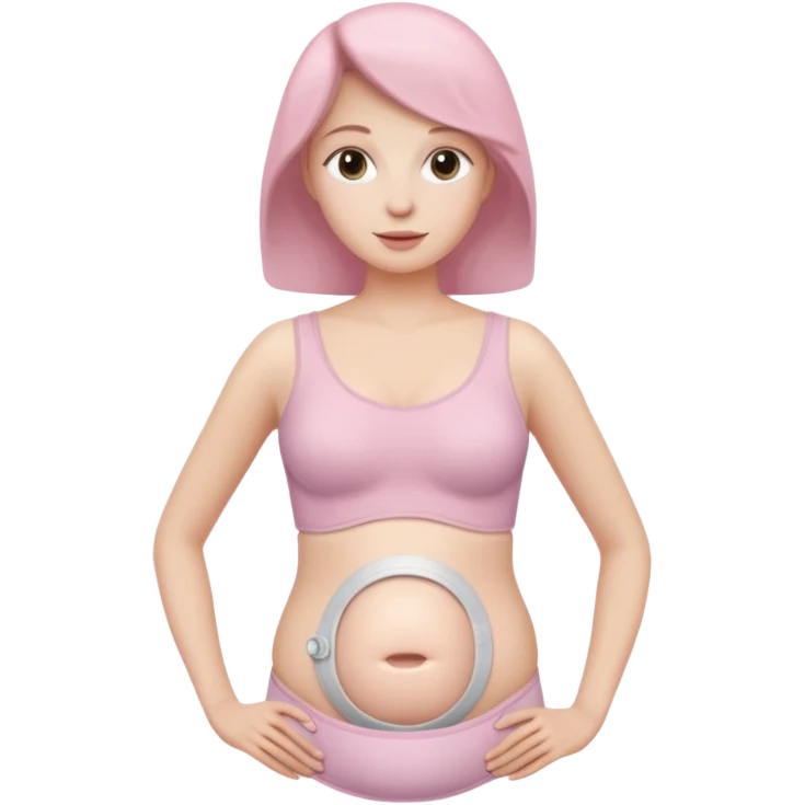  a woman, mid 60, focus on belly, wearing an ostomy bag emoji