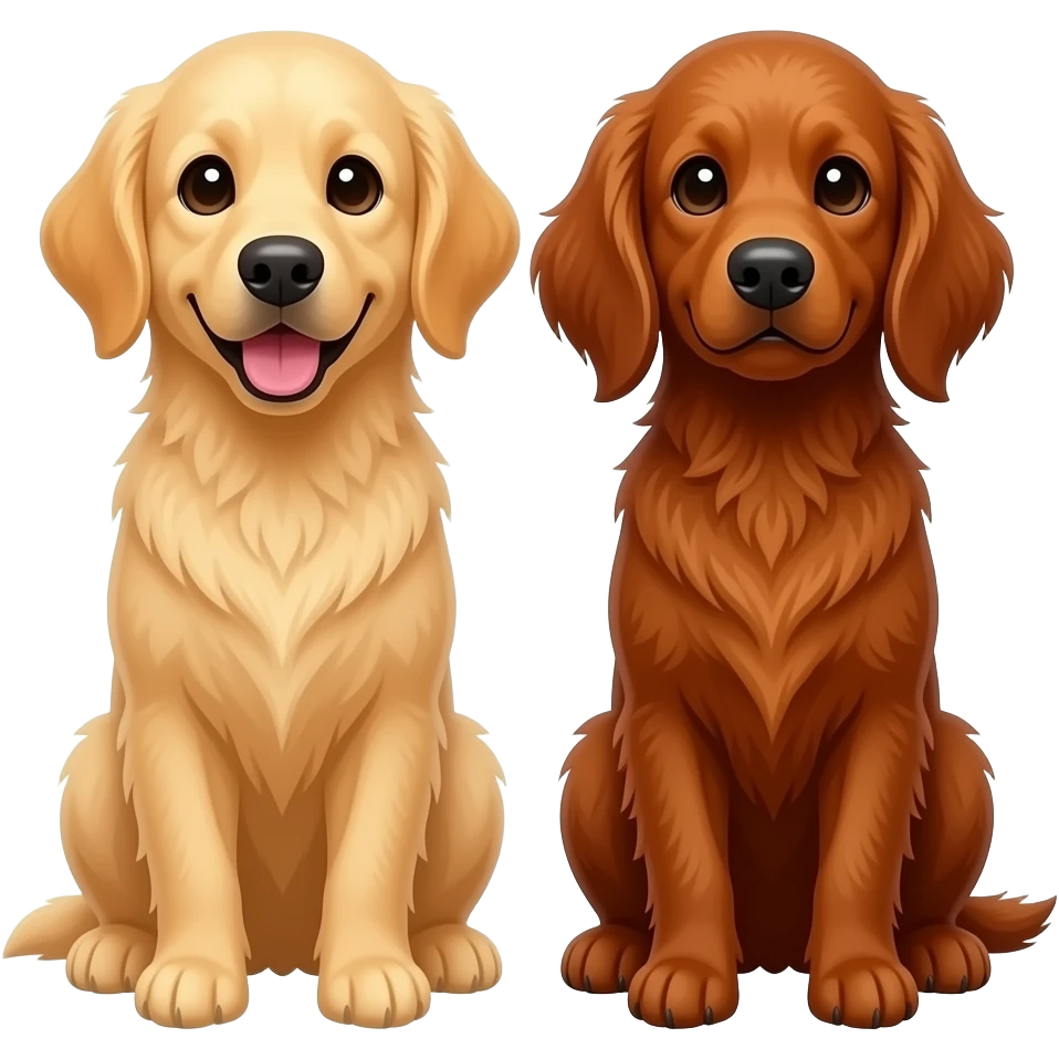 really cute golden retriever with a other really cute  Irish setter emoji