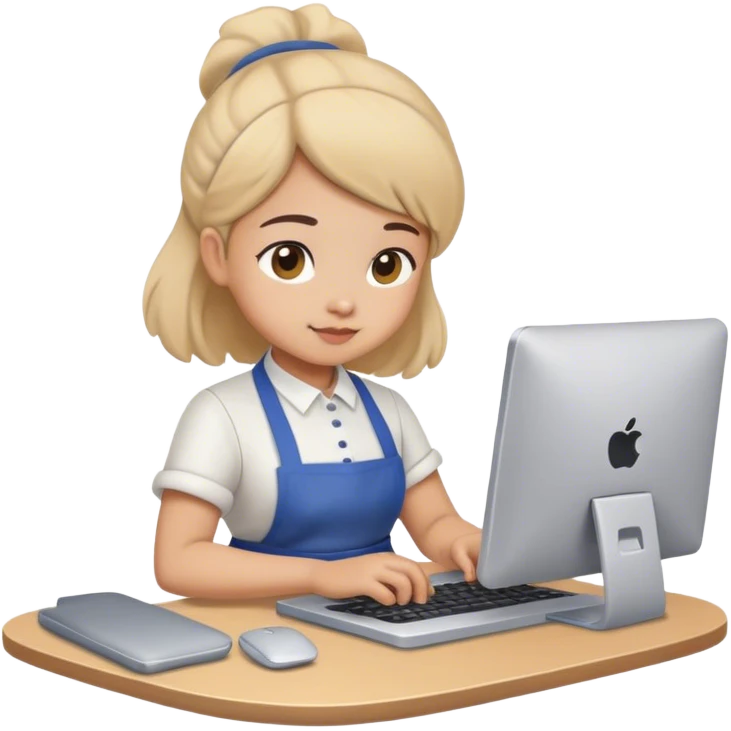 Osita con mandil trabajando en su computadora  emoji