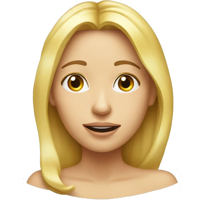 Blond woman from face, levitating had touching her nose emoji