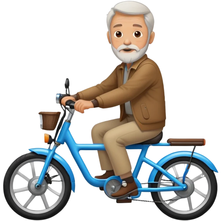 A 66 -year -old man on the Bike Electric Bike with a small beard emoji