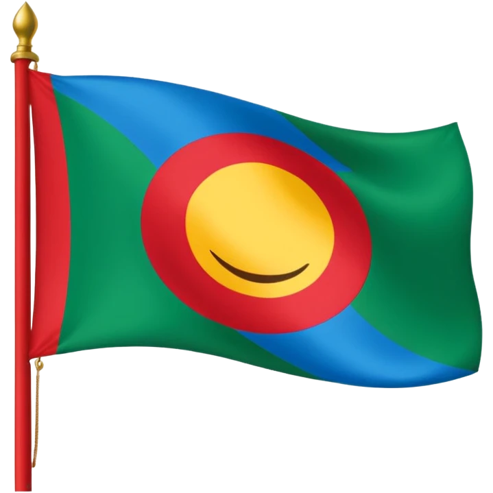 emoji de bandera gitana azul verde y círculo rojo en el centro emoji
