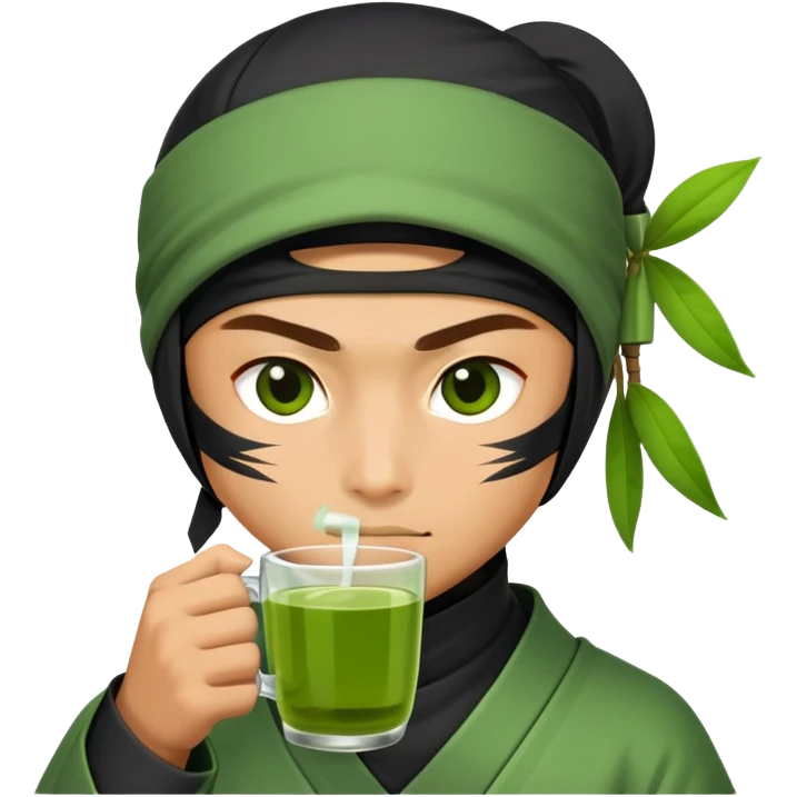 a ninja drinking green tea emoji