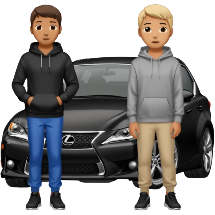 Person in black hoodie standing next to Gray Lexus IS300 f sport car emoji