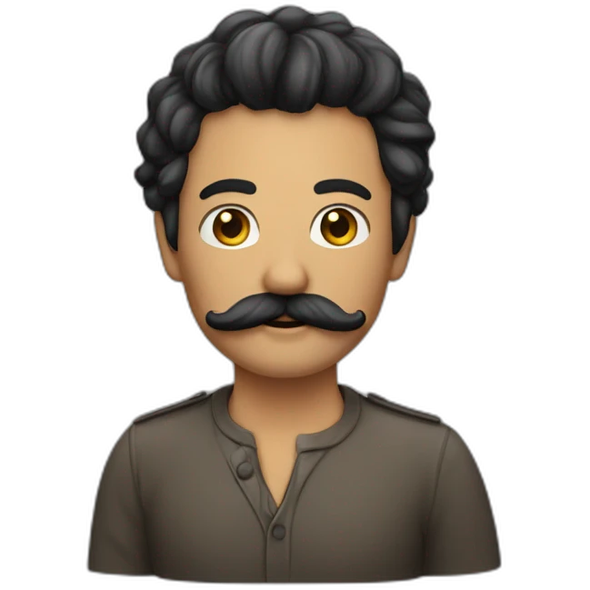 homme avec petite moustache et cheuveux noirs avec une raie emoji