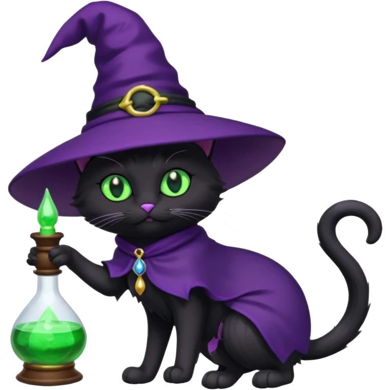 Purple witch cat full body with potion 🧪 emoji