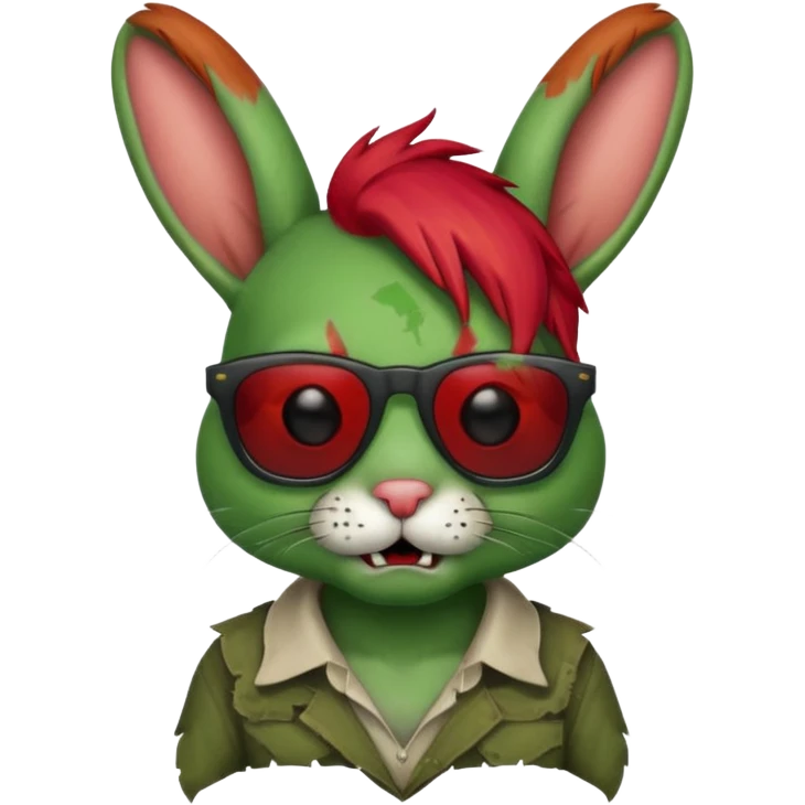 Zombie rabit with red hair and sun glasses emoji
