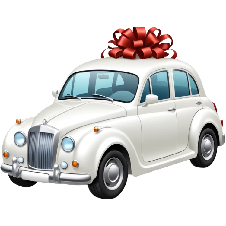 Luxury car with wedding decorations, in profile emoji