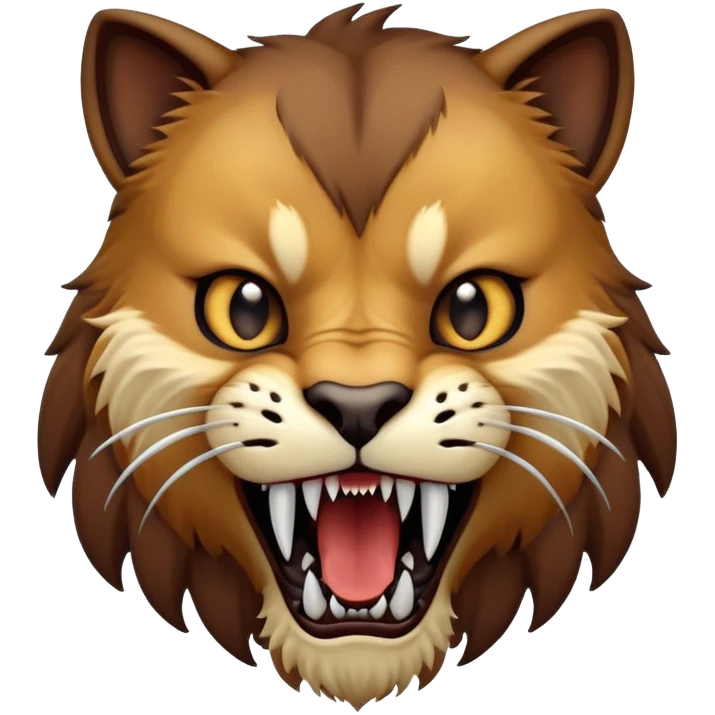 saber-toothed cat with a tiny body and gigantic canine teeth that are ten times larger than its minuscule body, extreme contrast between small body and huge fangs emoji