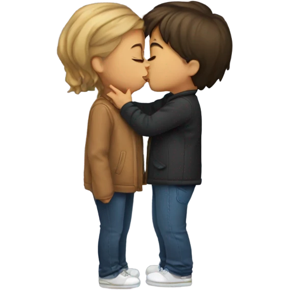 Girls kissing boy emoji