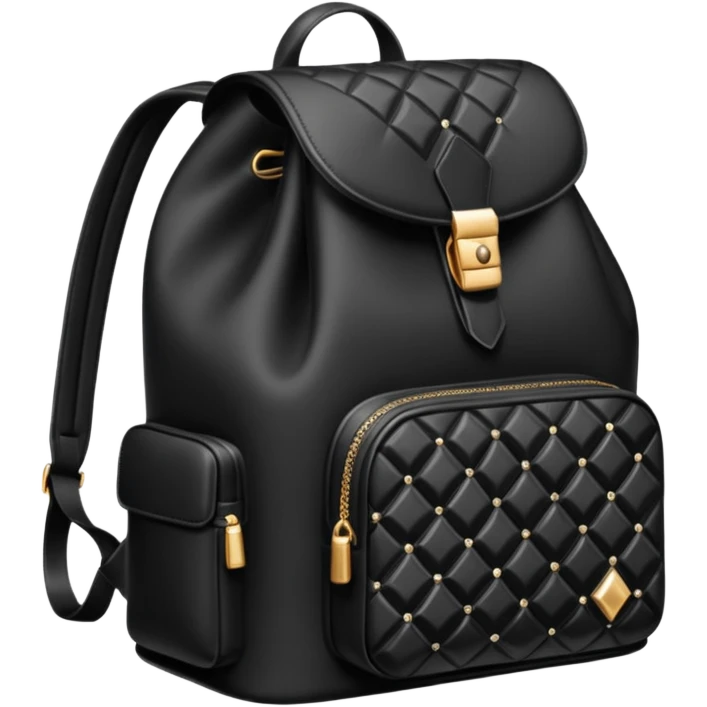 Realistic detailed black luxury backpack made from black diamond with the name Riko on the front emoji
