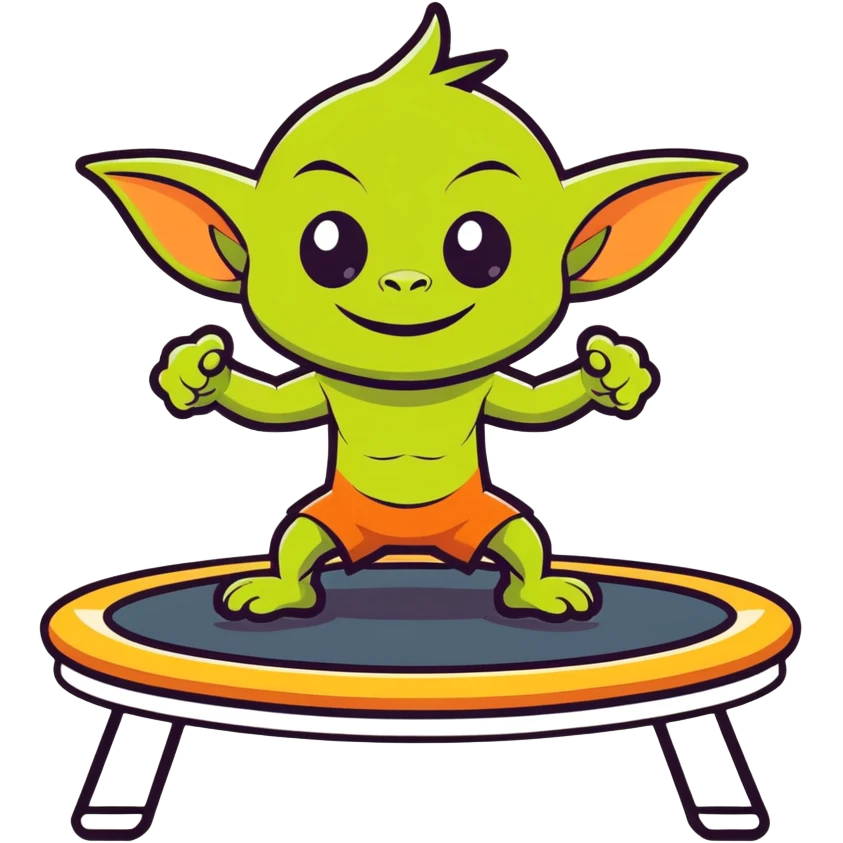 A goblin on a trampoline emoji