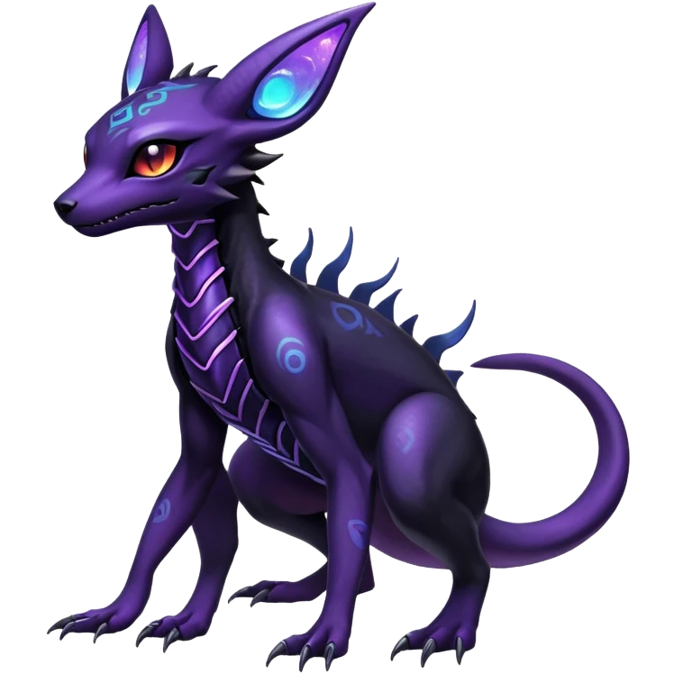Eldritch Dark Edgy Glowing Elemental Salandit-Umbreon-Fakémon-hybrid-creature (full body)  emoji