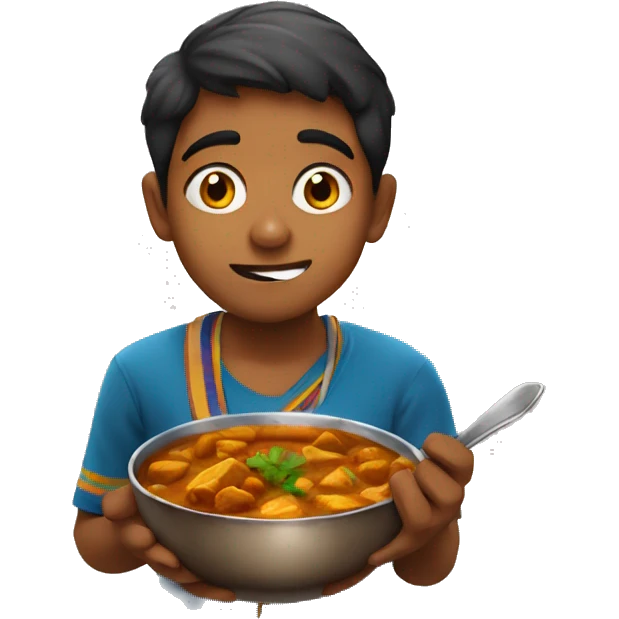 Indian boy eating curry emoji