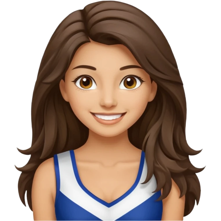happy long haired brunette girl hazel eyes in dallas cowboy cheerleader outfit emoji