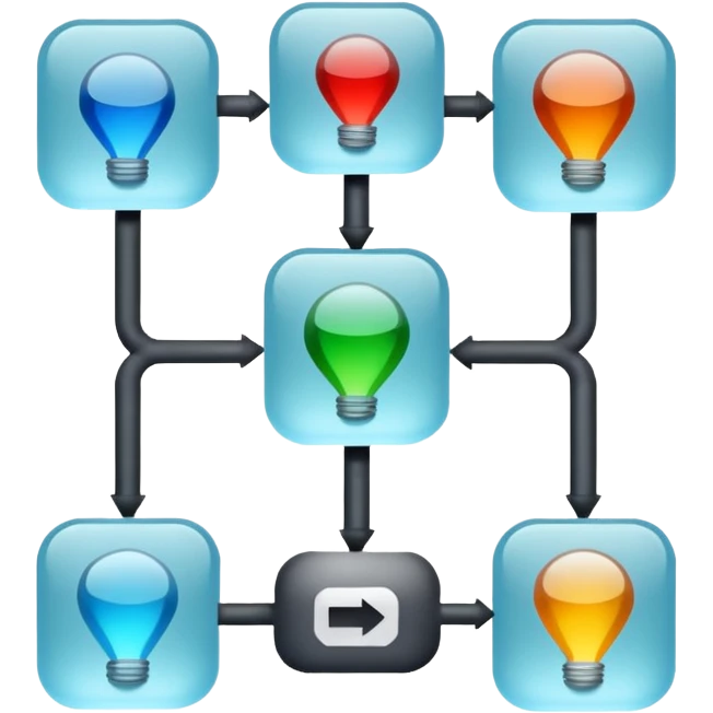 A simple flowchart made of glass emoji