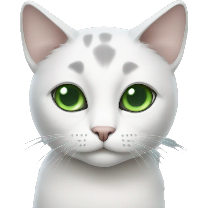 grey-white cat with green eyes  emoji