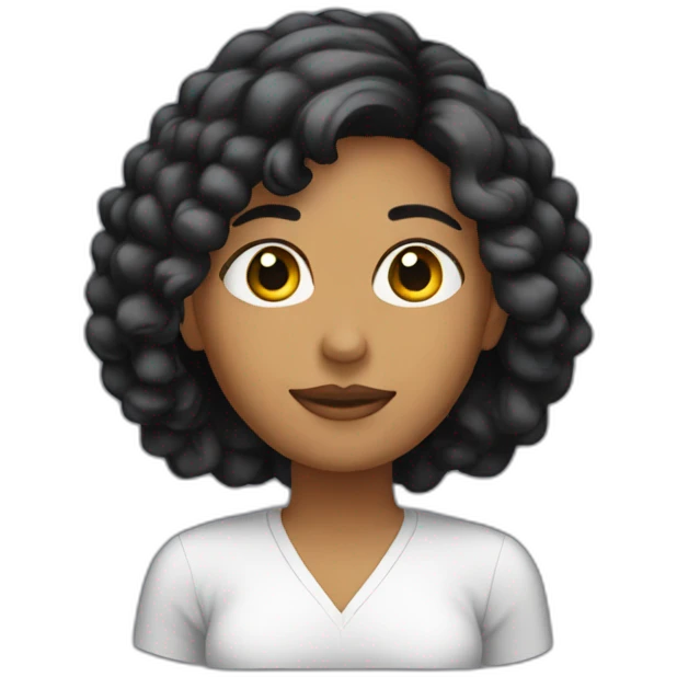 MUJER CON CABELLO NEGRO PENSANDO EN AI  emoji
