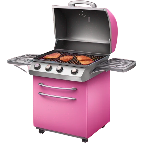 Pink cooking grill with glitter emoji