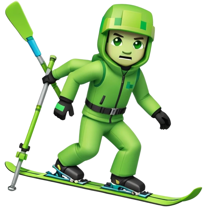 Minecraft Creeper skiing emoji