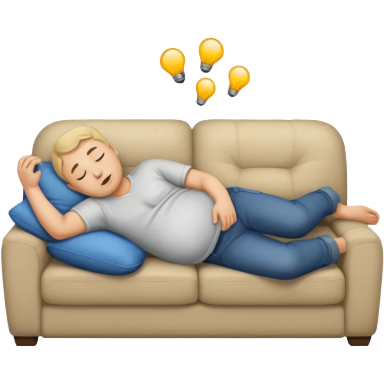 a man with a full belly passed out on the couch emoji