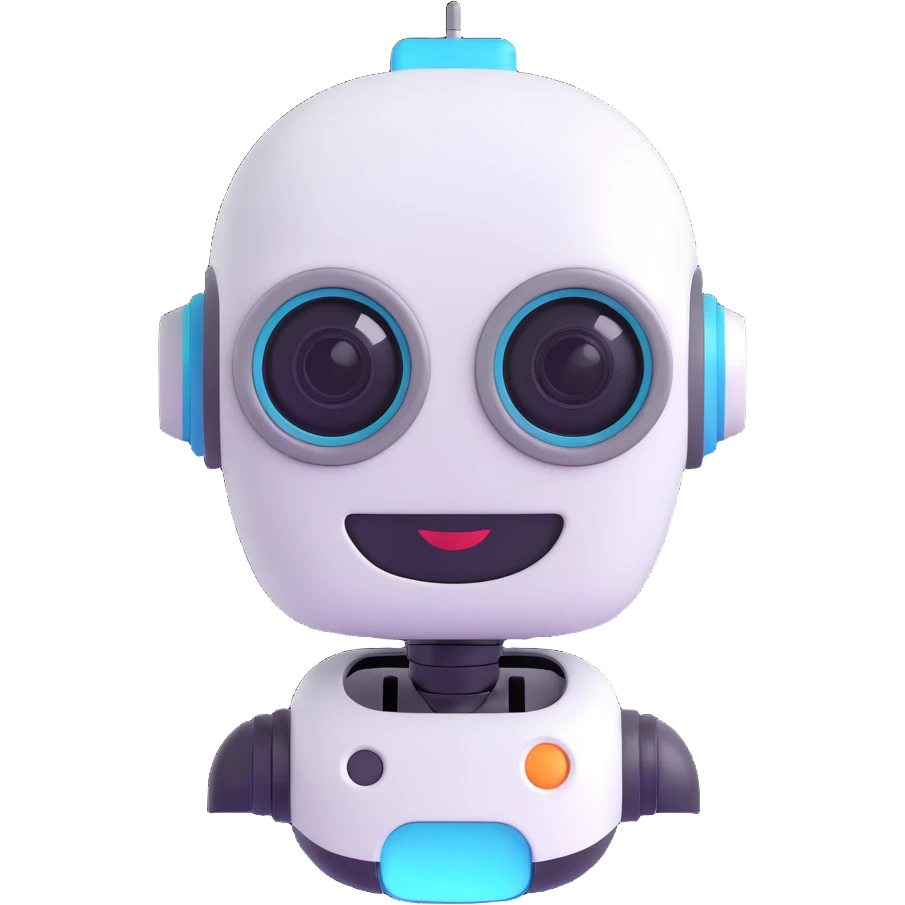 Cute robot assistant head, smile emoji